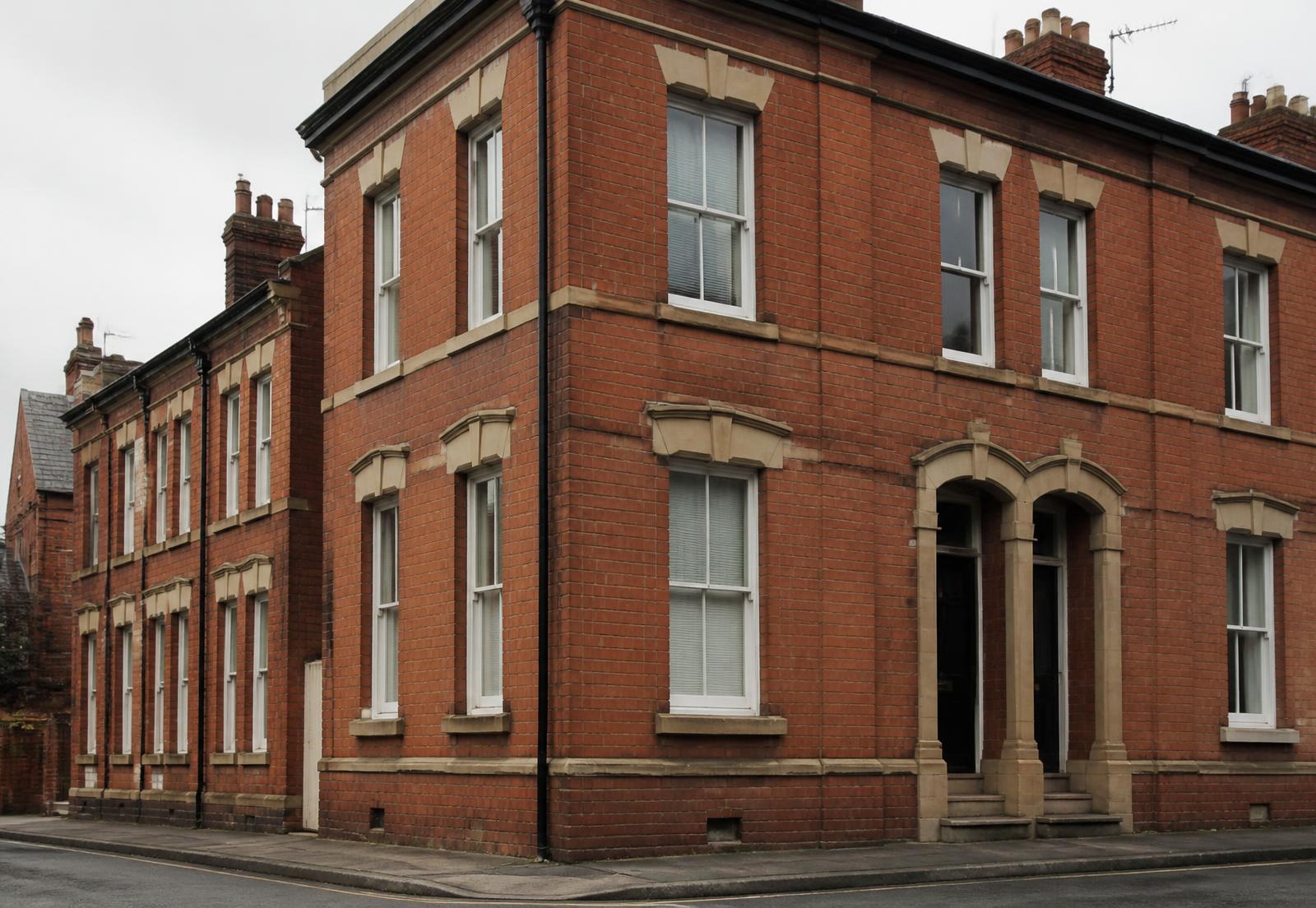 Red-brick Victorian terrace of the kind found on Great Western Street, Rusholme
